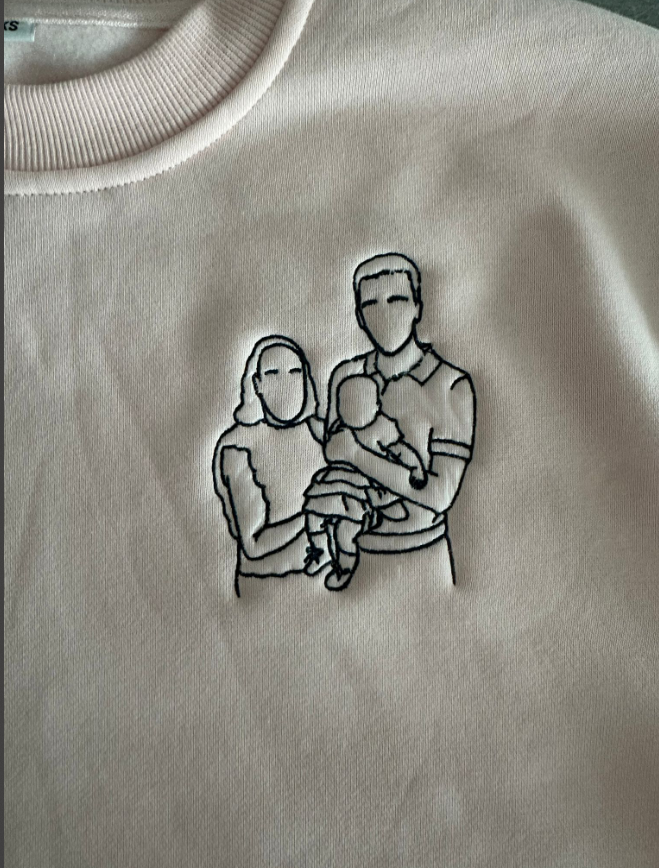 Sweater of Hoodie met Lijntekening - Klein (MAX 12x12cm)